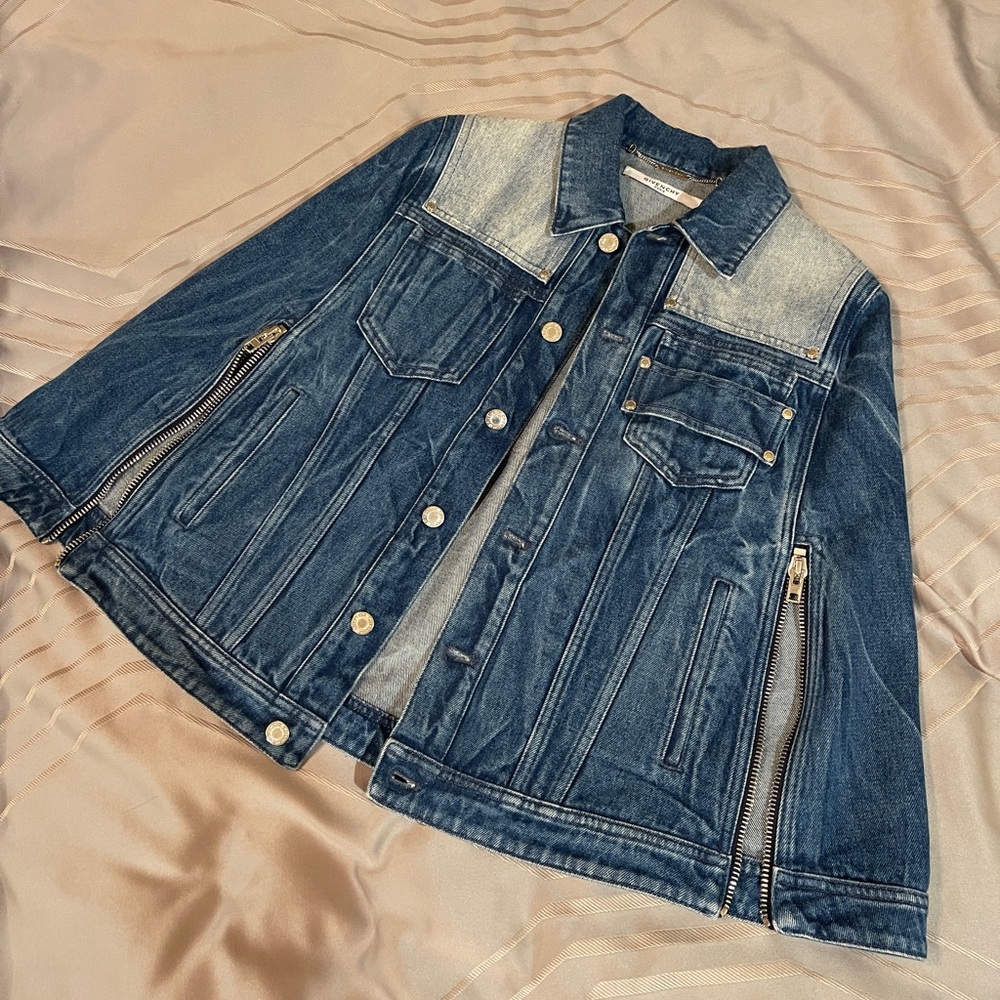 Givenchy denim contrast yoke cape jacket size 36